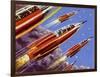 Military Rockets for Space Activity Armed with Death Rays-null-Framed Art Print