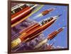 Military Rockets for Space Activity Armed with Death Rays-null-Framed Art Print