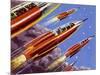 Military Rockets for Space Activity Armed with Death Rays-null-Mounted Art Print