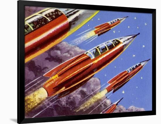 Military Rockets for Space Activity Armed with Death Rays-null-Framed Art Print