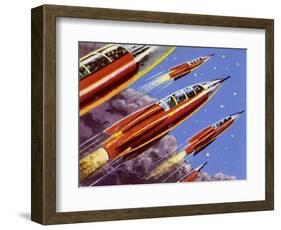 Military Rockets for Space Activity Armed with Death Rays-null-Framed Art Print