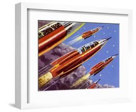 Military Rockets for Space Activity Armed with Death Rays-null-Framed Art Print