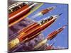 Military Rockets for Space Activity Armed with Death Rays-null-Mounted Art Print