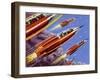 Military Rockets for Space Activity Armed with Death Rays-null-Framed Art Print