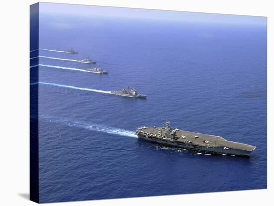 Military Ships Operate in Formation in the South China Sea-Stocktrek Images-Stretched Canvas