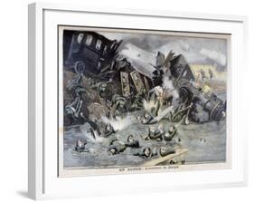 Military Train Accident in Dorpat, Russia, 1897-F Meaulle-Framed Giclee Print