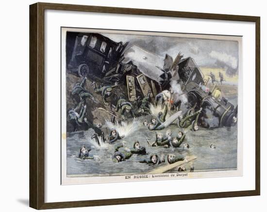 Military Train Accident in Dorpat, Russia, 1897-F Meaulle-Framed Giclee Print