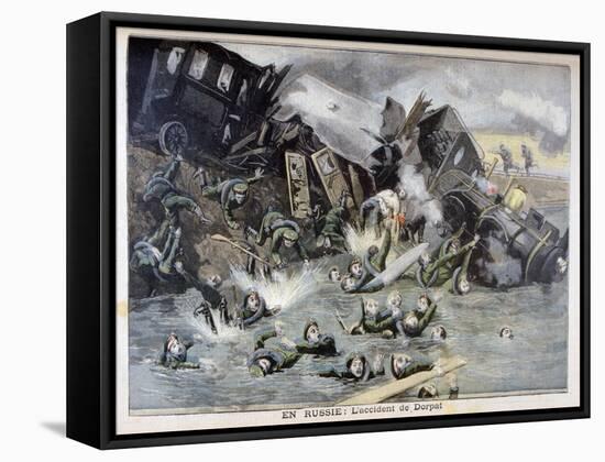 Military Train Accident in Dorpat, Russia, 1897-F Meaulle-Framed Stretched Canvas