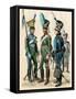 Military Uniforms (Bavarian Military Uniforms, Early 1800S: Lancer, Cavalry and Hussar (Left-Right)-null-Framed Stretched Canvas