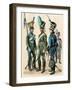 Military Uniforms (Bavarian Military Uniforms, Early 1800S: Lancer, Cavalry and Hussar (Left-Right)-null-Framed Giclee Print