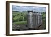 Milk cans at farm gateway-CM Dixon-Framed Giclee Print