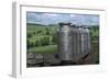 Milk cans at farm gateway-CM Dixon-Framed Giclee Print