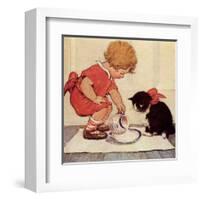 Milk for Kitty-Jessie Willcox Smith-Framed Art Print