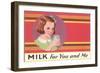 Milk for You and Me Advertisement, School Girl-null-Framed Art Print