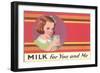 Milk for You and Me Advertisement, School Girl-null-Framed Art Print