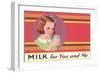Milk for You and Me Advertisement, School Girl-null-Framed Art Print