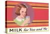 Milk for You and Me Advertisement, School Girl-null-Stretched Canvas