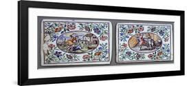 Milk Glass Plates Decorated with Polychrome Enamel, Miotti Workshop, 1731-null-Framed Giclee Print