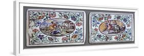 Milk Glass Plates Decorated with Polychrome Enamel, Miotti Workshop, 1731-null-Framed Giclee Print