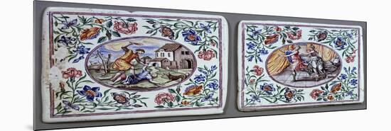 Milk Glass Plates Decorated with Polychrome Enamel, Miotti Workshop, 1731-null-Mounted Giclee Print