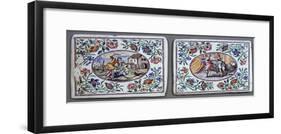 Milk Glass Plates Decorated with Polychrome Enamel, Miotti Workshop, 1731-null-Framed Giclee Print