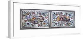 Milk Glass Plates Decorated with Polychrome Enamel, Miotti Workshop, 1731-null-Framed Giclee Print