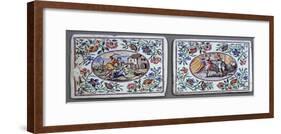 Milk Glass Plates Decorated with Polychrome Enamel, Miotti Workshop, 1731-null-Framed Giclee Print