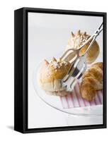 Milk Rolls and Croissant with Cake Tongs-Caroline Martin-Framed Stretched Canvas