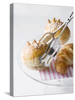 Milk Rolls and Croissant with Cake Tongs-Caroline Martin-Stretched Canvas