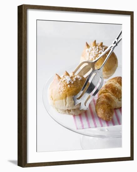 Milk Rolls and Croissant with Cake Tongs-Caroline Martin-Framed Photographic Print