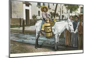 Milk Seller on Burro, Mexico-null-Mounted Art Print