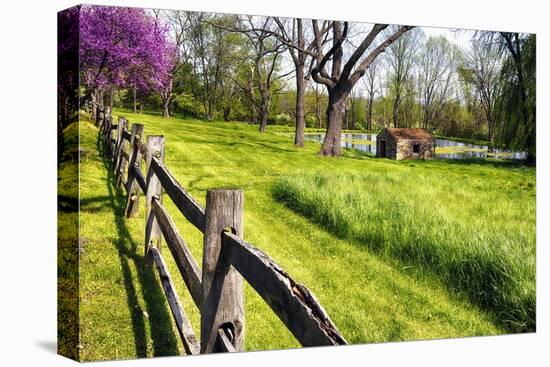 Milkhouse with a Pond-George Oze-Stretched Canvas