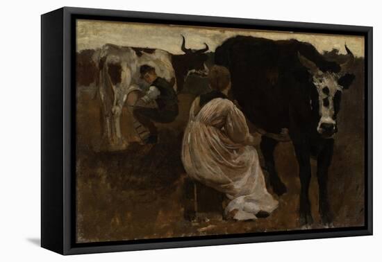 Milking, 1875-Winslow Homer-Framed Stretched Canvas