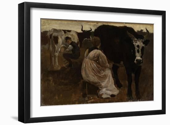 Milking, 1875-Winslow Homer-Framed Giclee Print