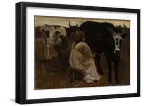 Milking, 1875-Winslow Homer-Framed Giclee Print