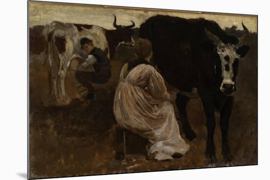 Milking, 1875-Winslow Homer-Mounted Giclee Print