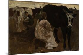 Milking, 1875-Winslow Homer-Mounted Giclee Print