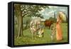 Milking cow for chocolate and milk-Thomas Crane-Framed Stretched Canvas