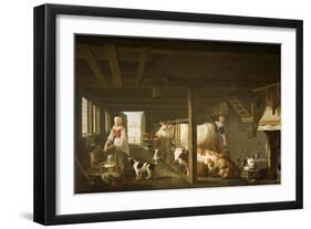 Milking in Winter-Jan van Gool-Framed Premium Giclee Print