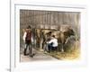 Milking-Time in a Dairy Barn, c.1870-null-Framed Giclee Print