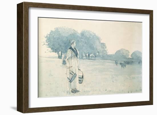 Milkmaid, 1875-Winslow Homer-Framed Giclee Print