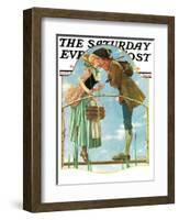 "Milkmaid" Saturday Evening Post Cover, July 25,1931-Norman Rockwell-Framed Giclee Print