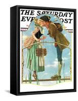 "Milkmaid" Saturday Evening Post Cover, July 25,1931-Norman Rockwell-Framed Stretched Canvas