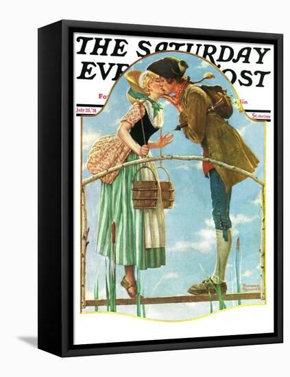 "Milkmaid" Saturday Evening Post Cover, July 25,1931-Norman Rockwell-Framed Stretched Canvas