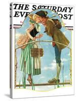 "Milkmaid" Saturday Evening Post Cover, July 25,1931-Norman Rockwell-Stretched Canvas