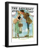 "Milkmaid" Saturday Evening Post Cover, July 25,1931-Norman Rockwell-Framed Giclee Print