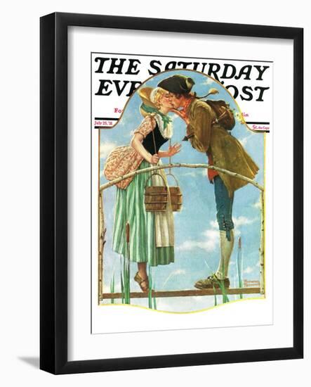 "Milkmaid" Saturday Evening Post Cover, July 25,1931-Norman Rockwell-Framed Giclee Print