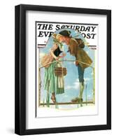 "Milkmaid" Saturday Evening Post Cover, July 25,1931-Norman Rockwell-Framed Premium Giclee Print