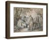 Milkmaid with Two Cows (Black Chalk and Stump Heightened with White-Thomas Gainsborough-Framed Giclee Print