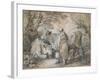 Milkmaid with Two Cows (Black Chalk and Stump Heightened with White-Thomas Gainsborough-Framed Giclee Print